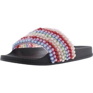 Jessica Simpson Womens Saycie Pool Slide Beaded Sandal Clear/Rainbow/TPU Size 8M